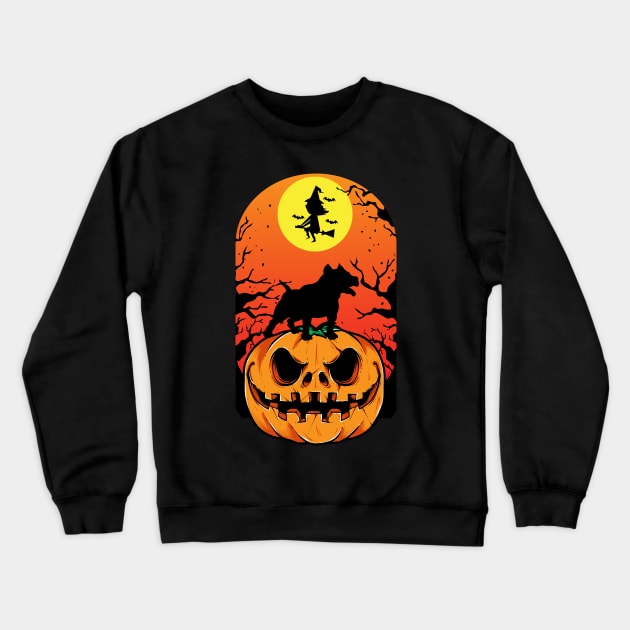 Pitbull Halloween Puppy Pumpkin Crewneck Sweatshirt by madani04